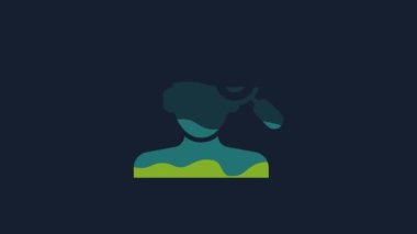Yellow Finding a problem in psychology icon isolated on blue background. 4K Video motion graphic animation.
