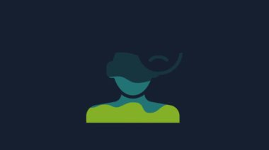 Yellow Sad and depressed man, bad mood icon isolated on blue background. 4K Video motion graphic animation.
