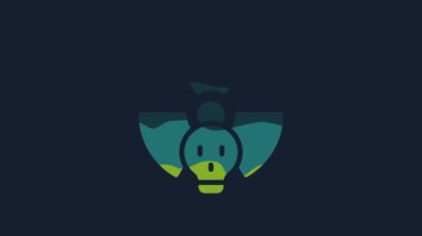 Yellow Radioactive icon isolated on blue background. Radioactive toxic symbol. Radiation hazard sign. 4K Video motion graphic animation.