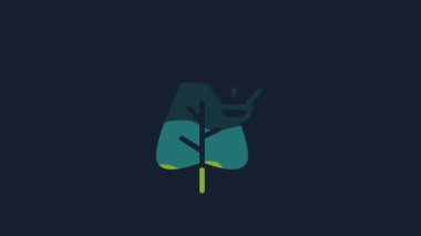 Yellow Poison flower icon isolated on blue background. 4K Video motion graphic animation.