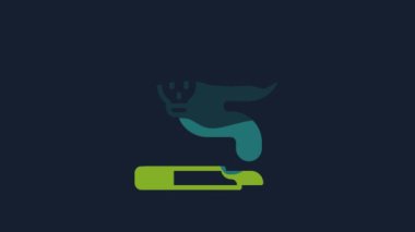 Yellow Cigarette icon isolated on blue background. Tobacco sign. Smoking symbol. 4K Video motion graphic animation.