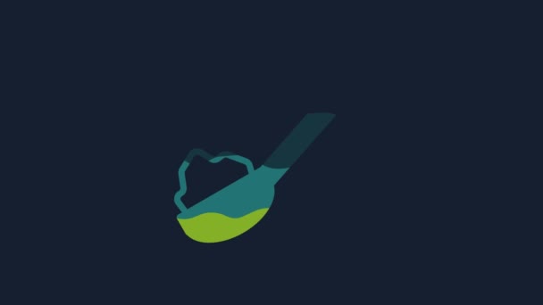 Yellow Spoon Sugar Icon Isolated Blue Background Teaspoon Tea Coffee — Stockvideo