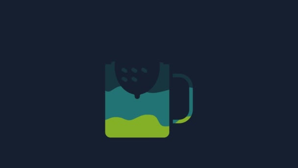 Yellow Cup Tea Lemon Icon Isolated Blue Background Video Motion — Vídeo de Stock