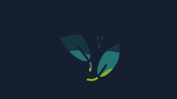 Yellow Tea Leaf Icon Isolated Blue Background Tea Leaves Video — Αρχείο Βίντεο