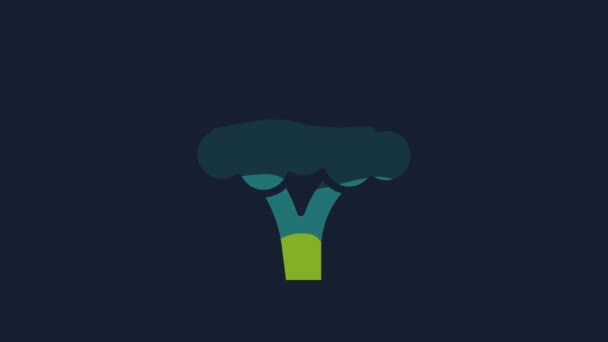 Yellow Broccoli Icon Isolated Blue Background Video Motion Graphic Animation — Vídeo de Stock