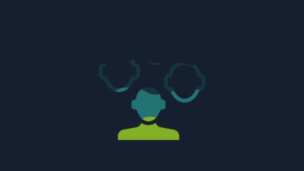 Yellow Schizophrenia Icon Isolated Blue Background Video Motion Graphic Animation — стоковое видео