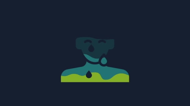 Yellow Tear Cry Eye Icon Isolated Blue Background Video Motion — Vídeos de Stock