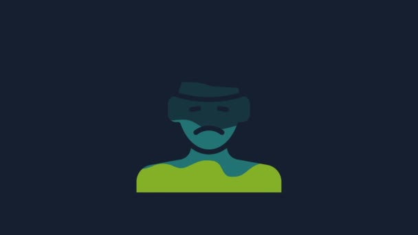 黄色の脳震盪 頭痛の種 目まい 青の背景に隔離片頭痛のアイコン 4Kビデオモーショングラフィックアニメーション — ストック動画