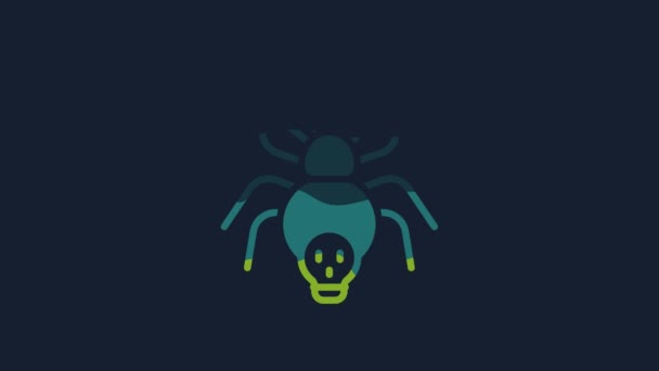 Yellow Poisonous Spider Icon Isolated Blue Background Happy Halloween Party — Stock video
