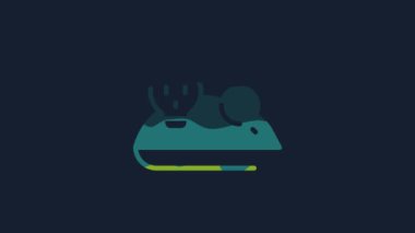 Yellow Experimental mouse icon isolated on blue background. 4K Video motion graphic animation.
