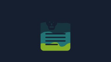 Yellow Radiation warning document icon isolated on blue background. Text file. 4K Video motion graphic animation.