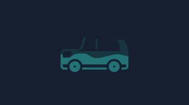Yellow Car icon isolated on blue background. 4K Video motion graphic animation.