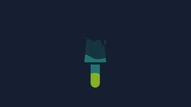 Yellow Ice cream icon isolated on blue background. Sweet symbol. 4K Video motion graphic animation.