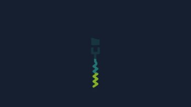 Yellow Wine corkscrew icon isolated on blue background. 4K Video motion graphic animation.