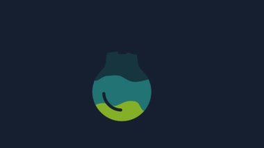 Yellow Pear icon isolated on blue background. Fruit with leaf symbol. 4K Video motion graphic animation.