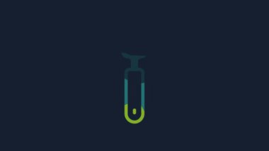 Yellow Spoon icon isolated on blue background. Cooking utensil. Cutlery sign. 4K Video motion graphic animation.