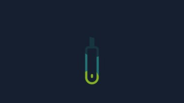 Yellow Fork icon isolated on blue background. Cutlery symbol. 4K Video motion graphic animation.