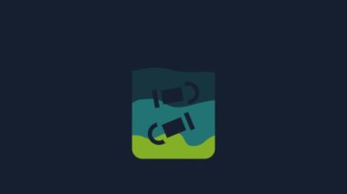 Yellow Evidence bag with bullet icon isolated on blue background. 4K Video motion graphic animation.