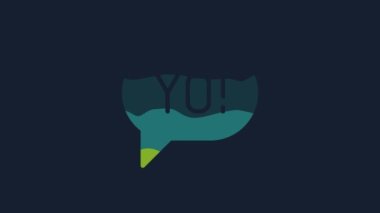 Yellow Yo slang lettering icon isolated on blue background. Greeting words. 4K Video motion graphic animation.