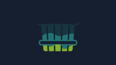 Yellow Sauna bucket icon isolated on blue background. 4K Video motion graphic animation.