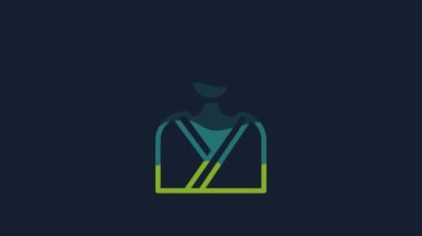 Yellow Man in the sauna icon isolated on blue background. 4K Video motion graphic animation.