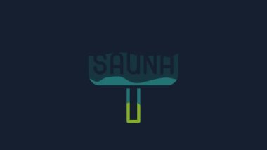Yellow Sauna icon isolated on blue background. 4K Video motion graphic animation.