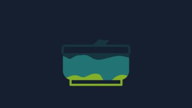 Yellow Mortar and pestle icon isolated on blue background. 4K Video motion graphic animation.