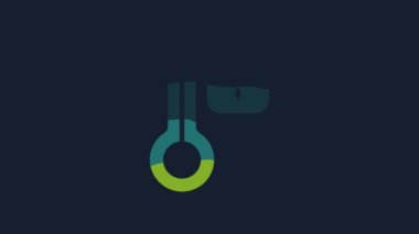 Yellow Sauna thermometer icon isolated on blue background. Sauna and bath equipment. 4K Video motion graphic animation.