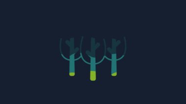 Yellow Tree icon isolated on blue background. Forest symbol. 4K Video motion graphic animation.