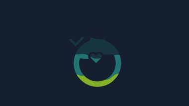Yellow Bottle with love potion icon isolated on blue background. Happy Valentines day. 4K Video motion graphic animation.