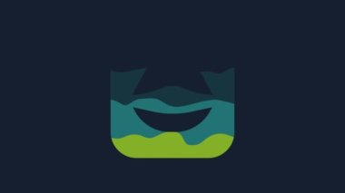 Yellow Smiling lips icon isolated on blue background. Smile symbol. 4K Video motion graphic animation.
