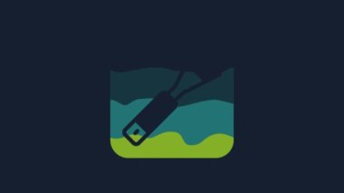 Yellow Paint brush icon isolated on blue background. For the artist or for archaeologists and cleaning during excavations. 4K Video motion graphic animation.