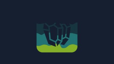 Yellow Gem stone icon isolated on blue background. Jewelry symbol. Diamond. 4K Video motion graphic animation.