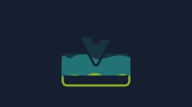 Yellow Oilfield icon isolated on blue background. Natural resources, oil and gas production. 4K Video motion graphic animation.