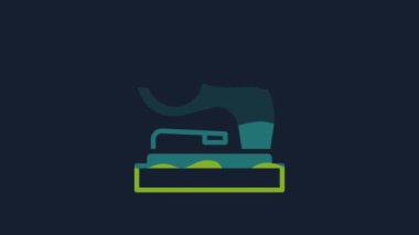 Yellow Old gramophone icon isolated on blue background. 4K Video motion graphic animation.