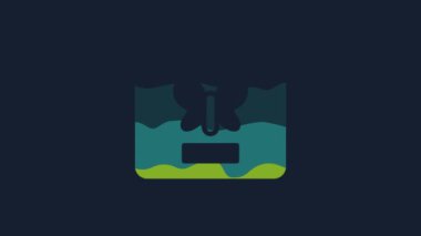 Yellow Butterfly in a frame icon isolated on blue background. Herbarium. 4K Video motion graphic animation.