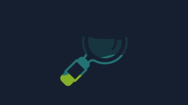 Yellow Magnifying glass icon isolated on blue background. Search, focus, zoom, business symbol. 4K Video motion graphic animation.