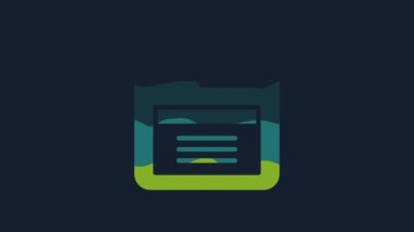 Yellow Floppy disk for computer data storage icon isolated on blue background. Diskette sign. 4K Video motion graphic animation.