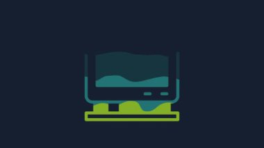 Yellow Retro tv icon isolated on blue background. Television sign. 4K Video motion graphic animation.