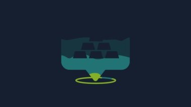 Yellow Gold bars icon isolated on blue background. Banking business concept. 4K Video motion graphic animation.