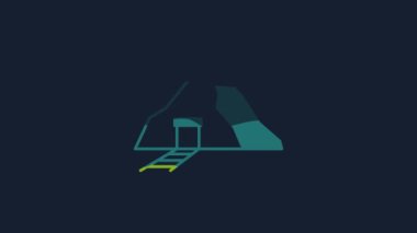 Yellow Gold mine icon isolated on blue background. 4K Video motion graphic animation.