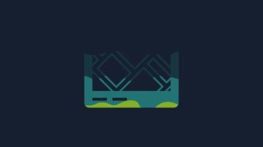 Yellow Gps device with map icon isolated on blue background. 4K Video motion graphic animation.