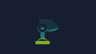 Yellow Radar icon isolated on blue background. Search system. Satellite sign. 4K Video motion graphic animation.