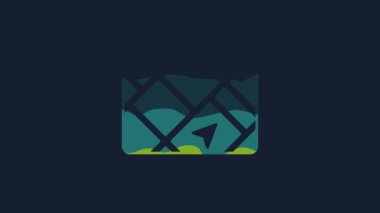 Yellow Gps device with map icon isolated on blue background. 4K Video motion graphic animation.