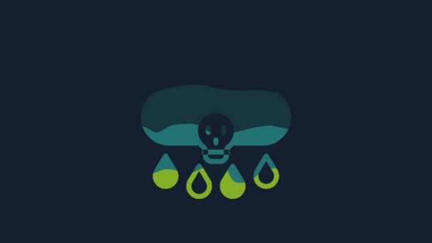 Yellow Acid Rain Radioactive Cloud Icon Isolated Blue Background Effects — Stok video