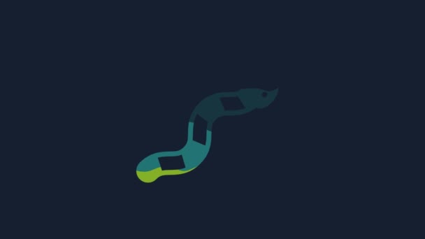 黄色のヘビのアイコンは青の背景に隔離された 4Kビデオモーショングラフィックアニメーション — ストック動画