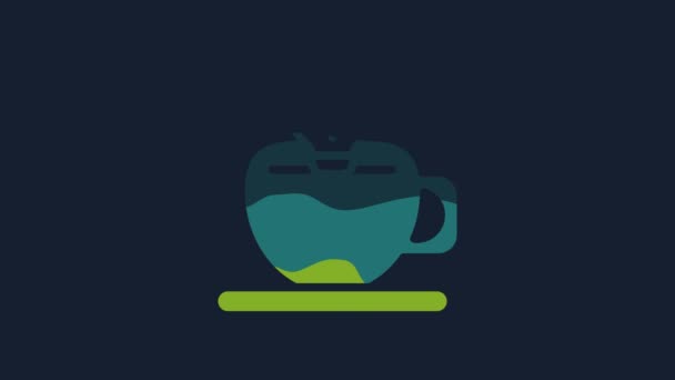 Yellow Coffee Cup Skull Icon Isolated Blue Background Video Motion — Video
