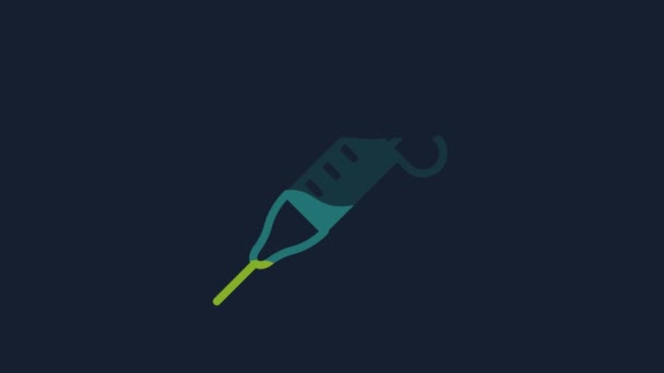 Yellow Syringe Icon Isolated Blue Background Syringe Vaccine Vaccination Injection — 图库视频影像