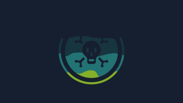 Yellow Bones Skull Sign Toxicity Warning Icon Isolated Blue Background — Vídeos de Stock