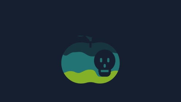 Yellow Poison Apple Icon Isolated Blue Background Poisoned Witch Apple — Vídeos de Stock